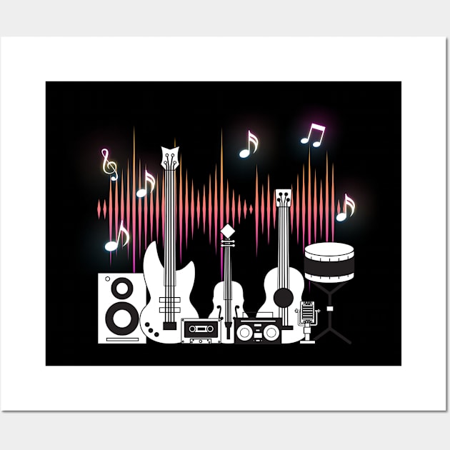 Instrument Band Music Tshirt Wall Art by Salasala